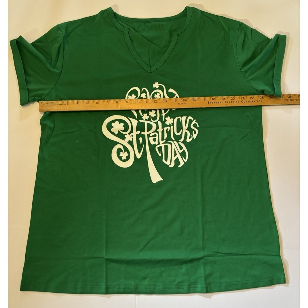 NEW Green Tee Shirt Happy St Patricks Day size plus‎ XXL 2XL - Picture 4 of 9